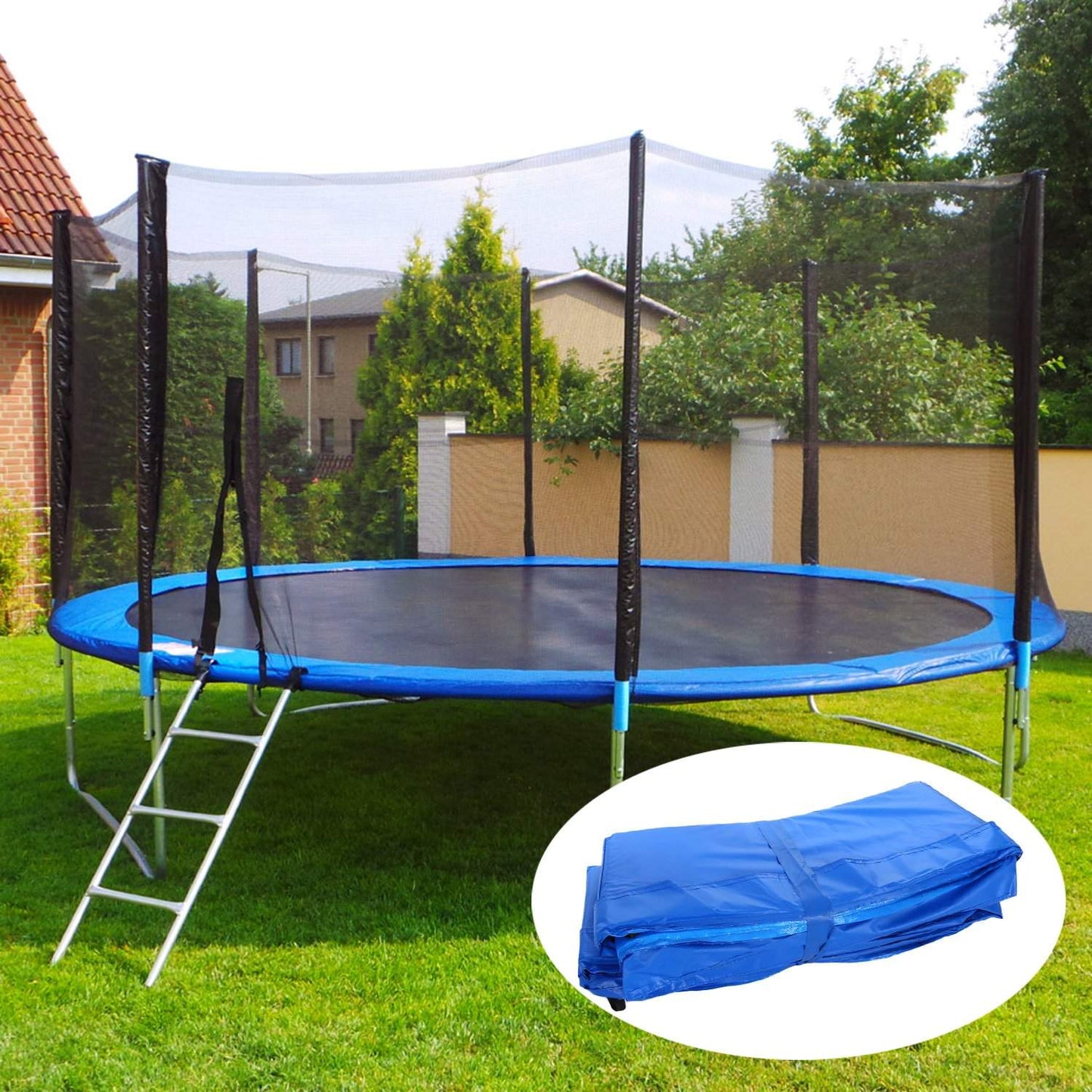 Blue spring cover for trampoline 244 250 cm 8ft