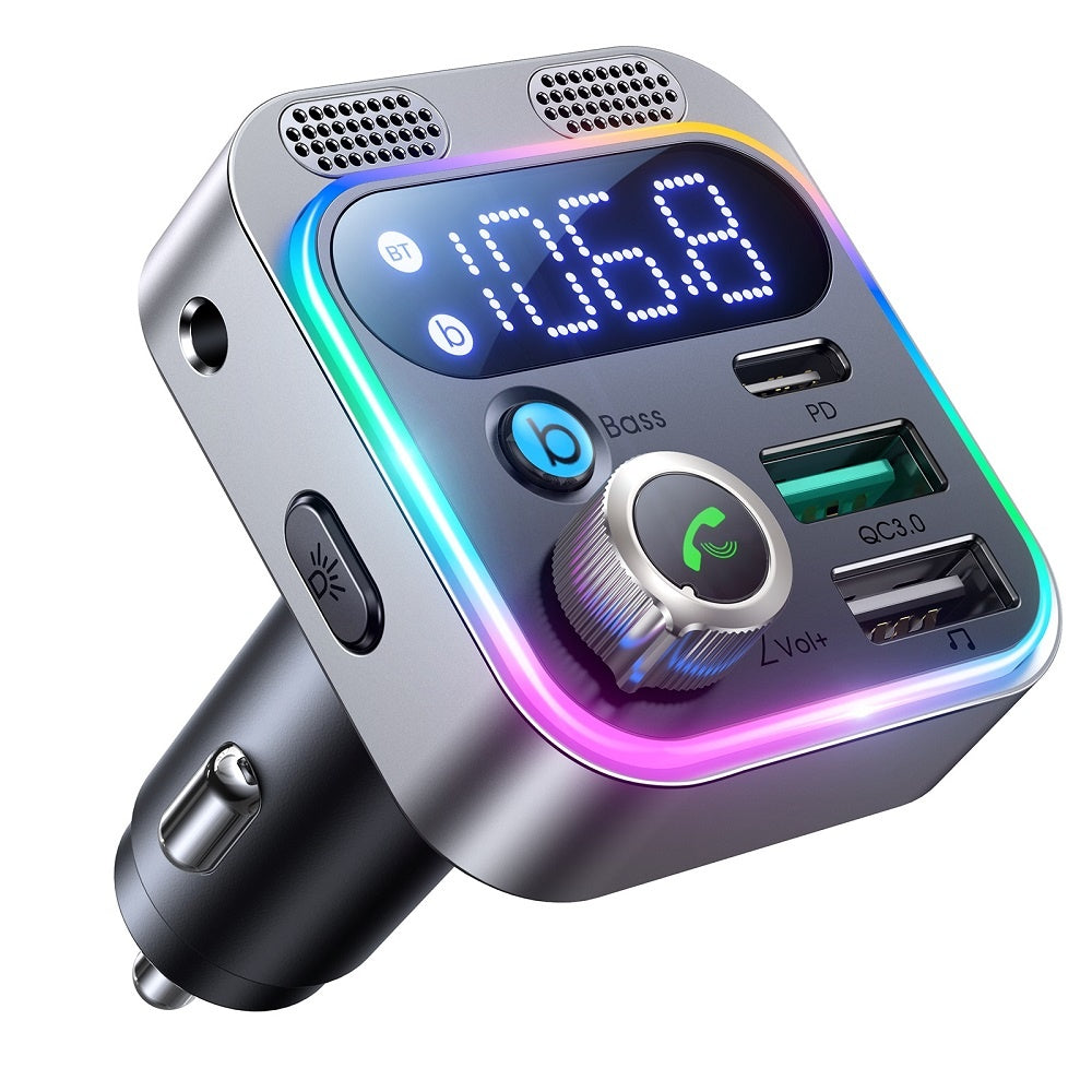 Bluetooth 5.0 FM transmitter & quick charger for car 48W