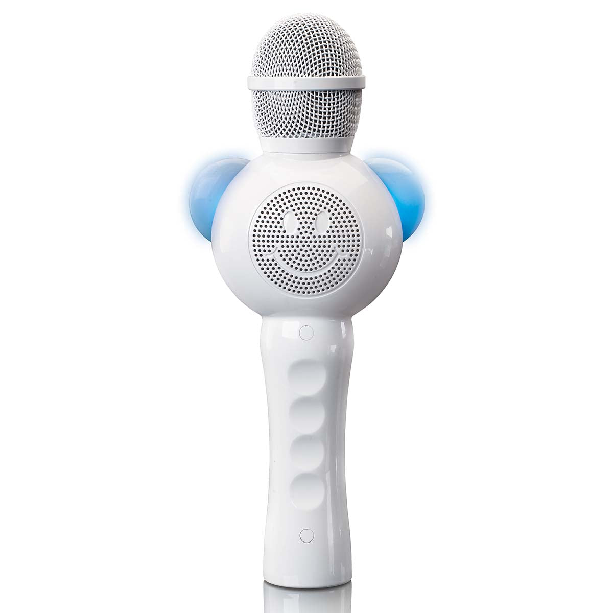 Bluetooth Karaoke Microphone with SD Slot, LED Lights, White