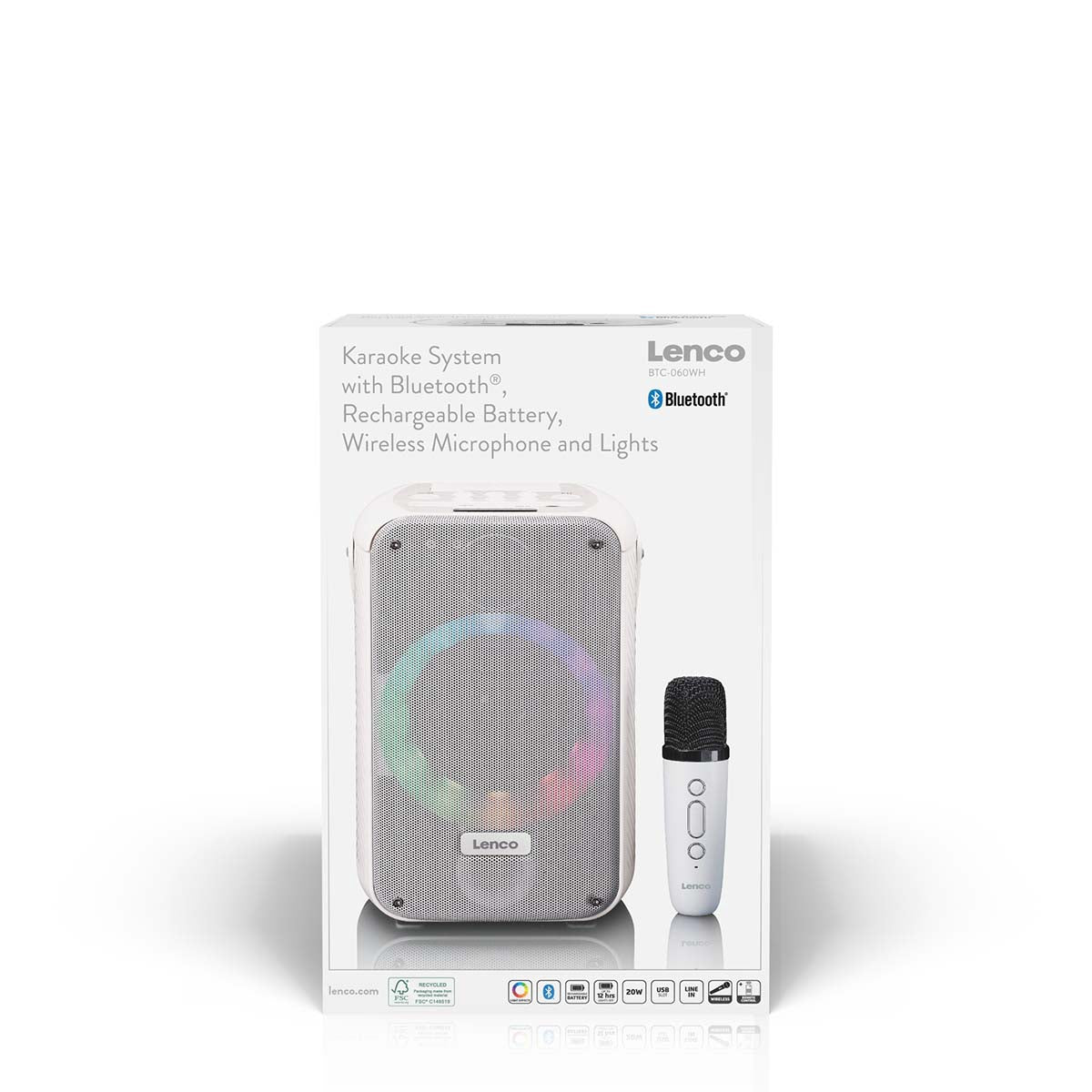 Bluetooth Karaoke System with Wireless Mic and LED Lights