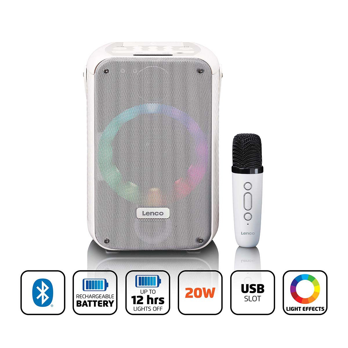 Bluetooth Karaoke System with Wireless Mic and LED Lights