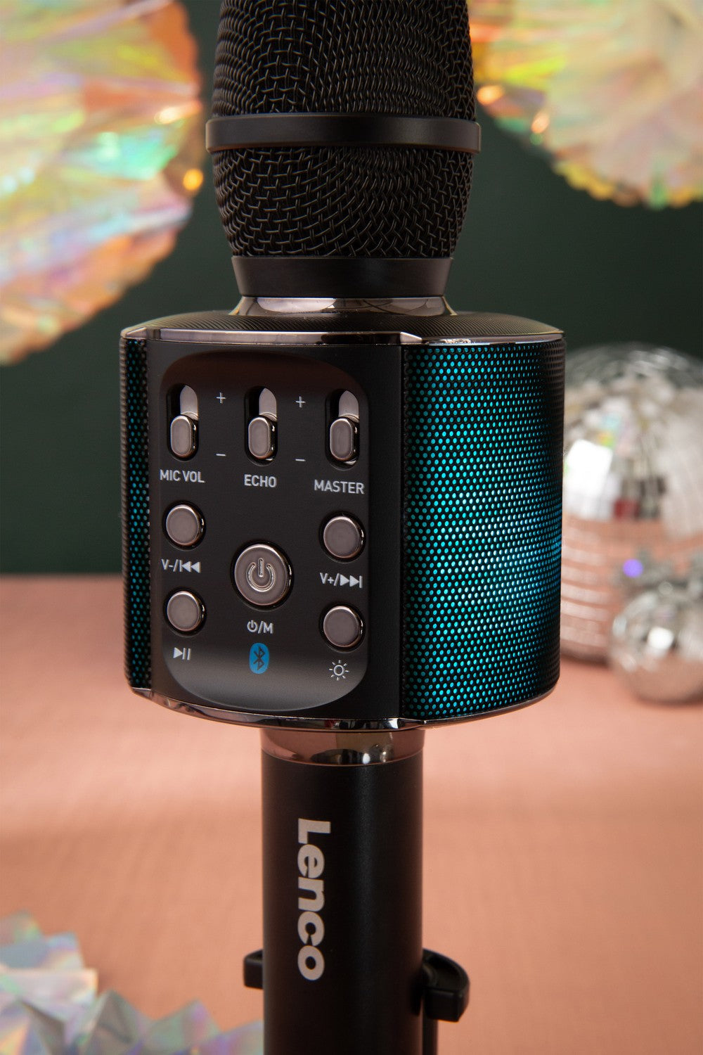 Bluetooth® Karaoke microphone with speaker & lighting Black