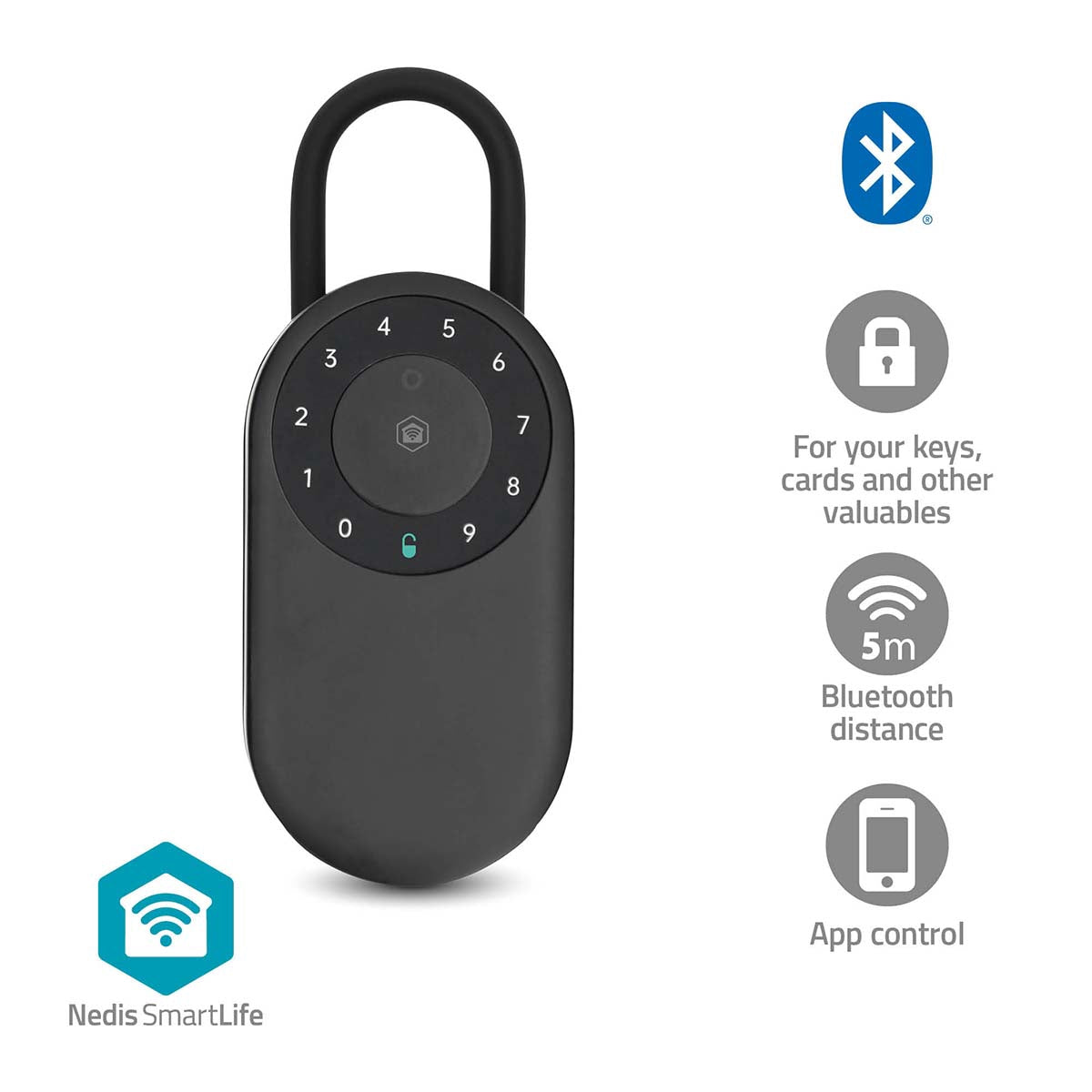 Bluetooth Key Safe, Outdoor, IP65, Black, Smart Access