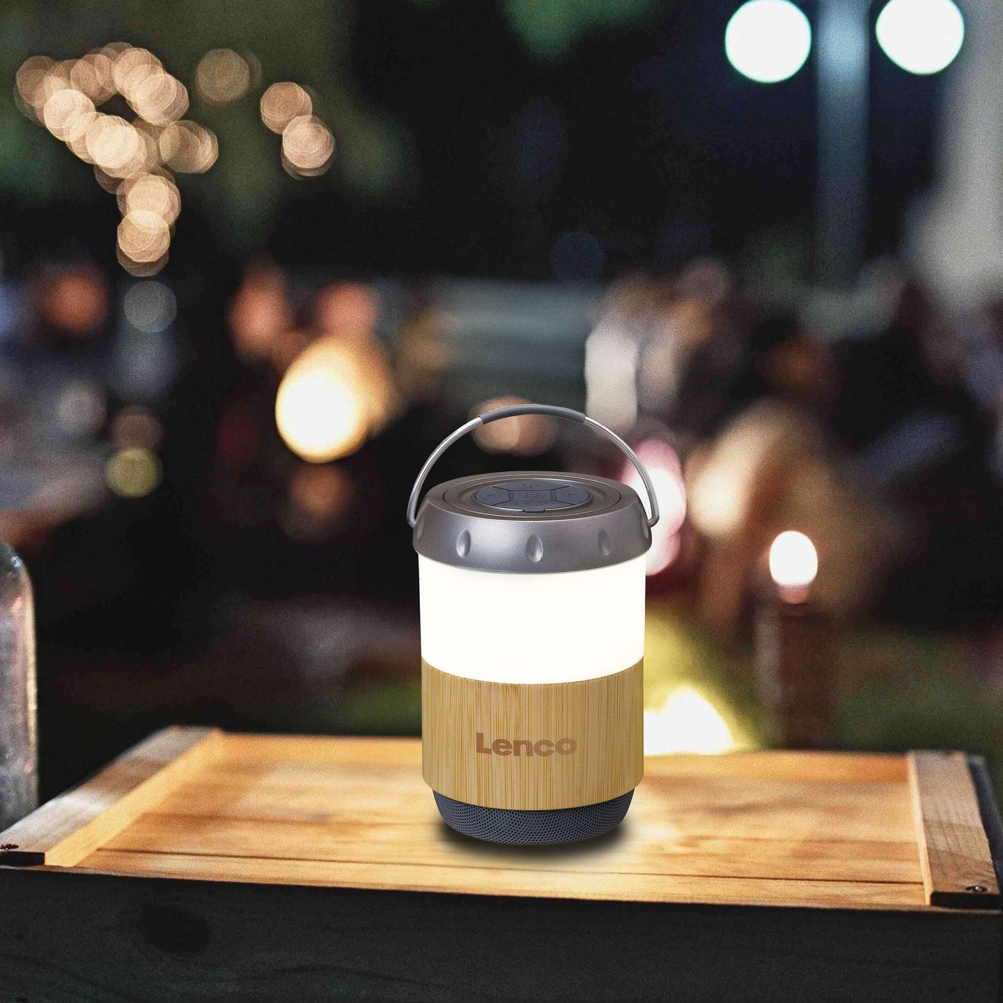 Bluetooth Lantern Speaker, Bamboo, 40-Hour Battery, IPX4