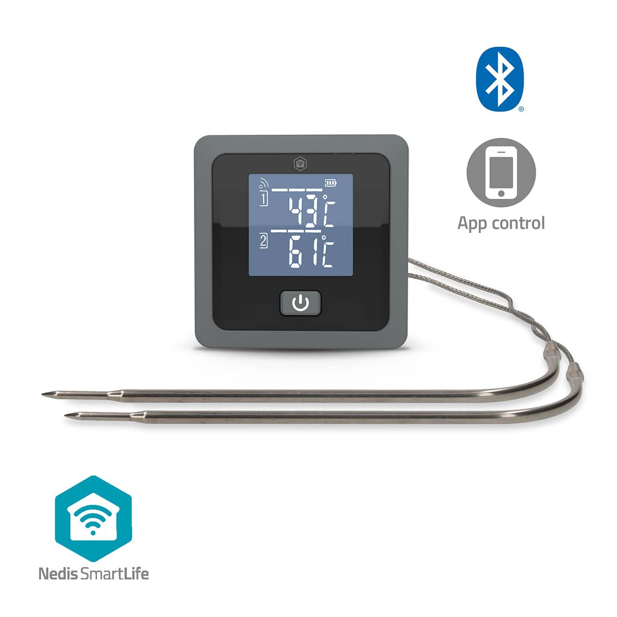 Bluetooth Meat Thermometer, Dual Probes, Smart App Control