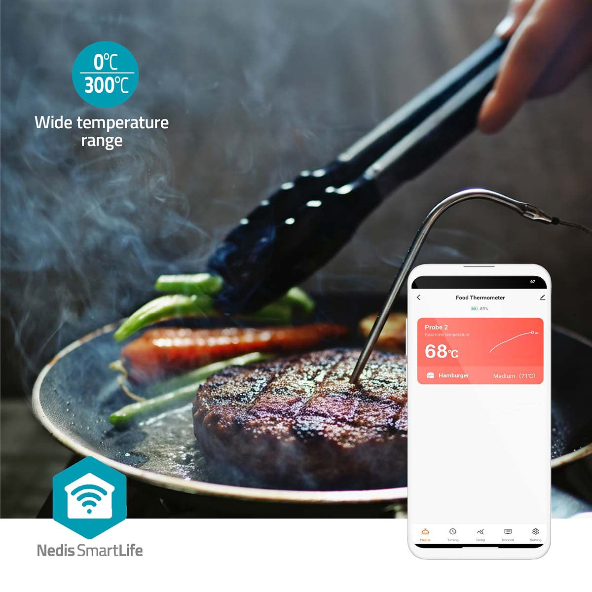 Bluetooth Meat Thermometer, Dual Probes, Smart App Control