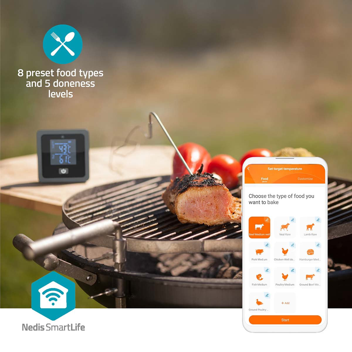 Bluetooth Meat Thermometer, Dual Probes, Smart App Control