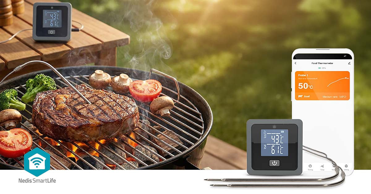 Bluetooth Meat Thermometer, Dual Probes, Smart App Control