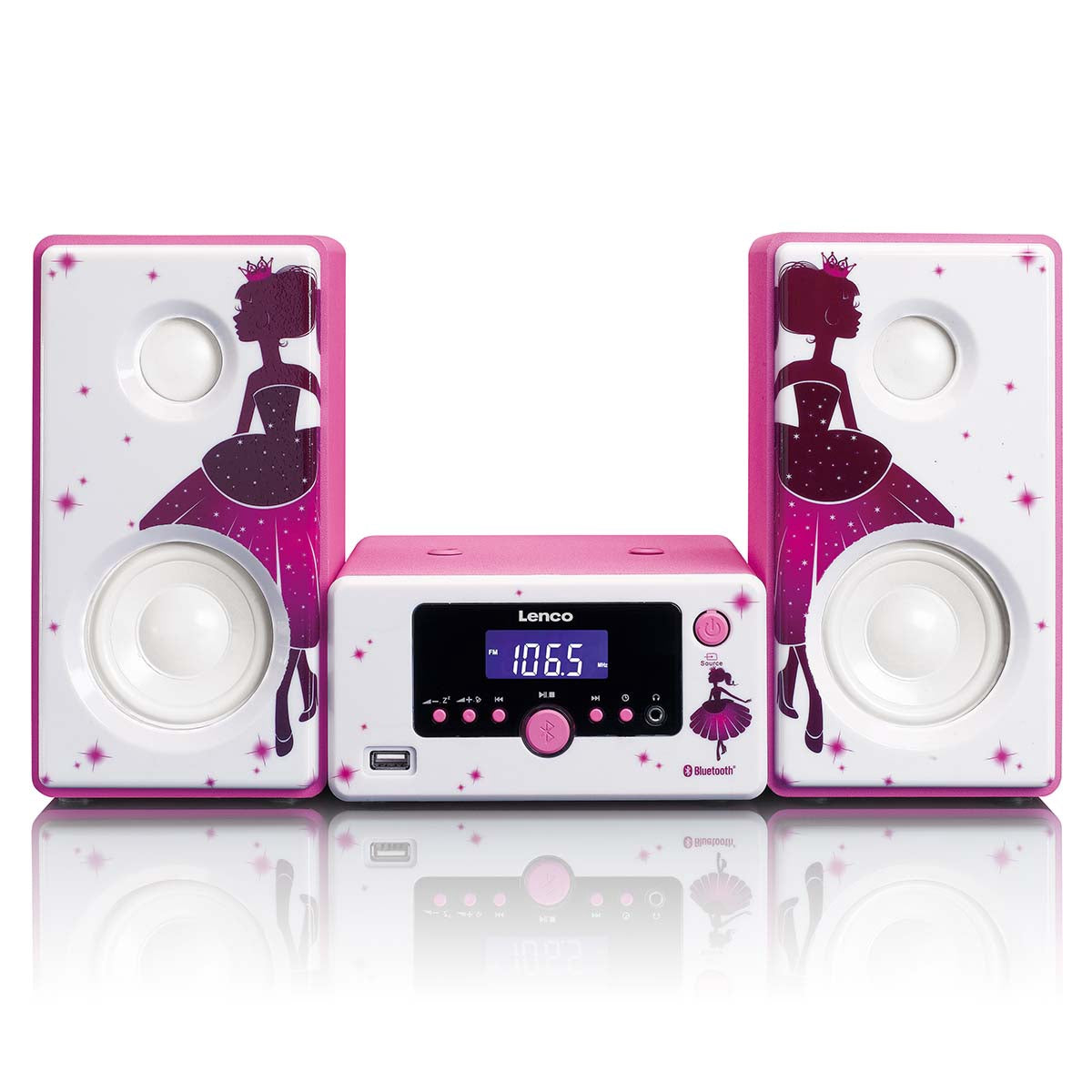 Bluetooth Micro Music System with Alarm Clock, USB, AUX