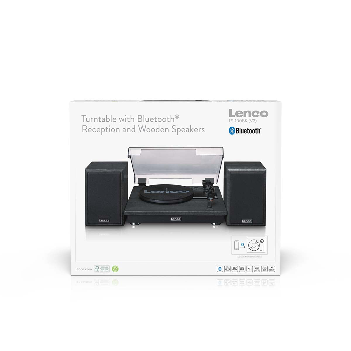 Bluetooth Record Player with 2 Speakers, 33/45/78 RPM