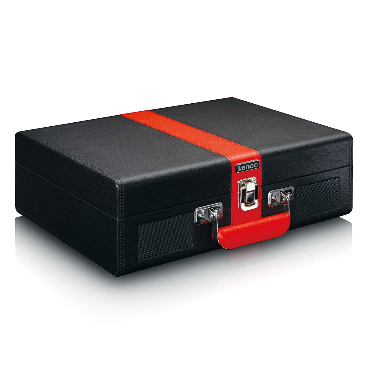 Bluetooth Record Player with Built-In Speakers, Black/Red