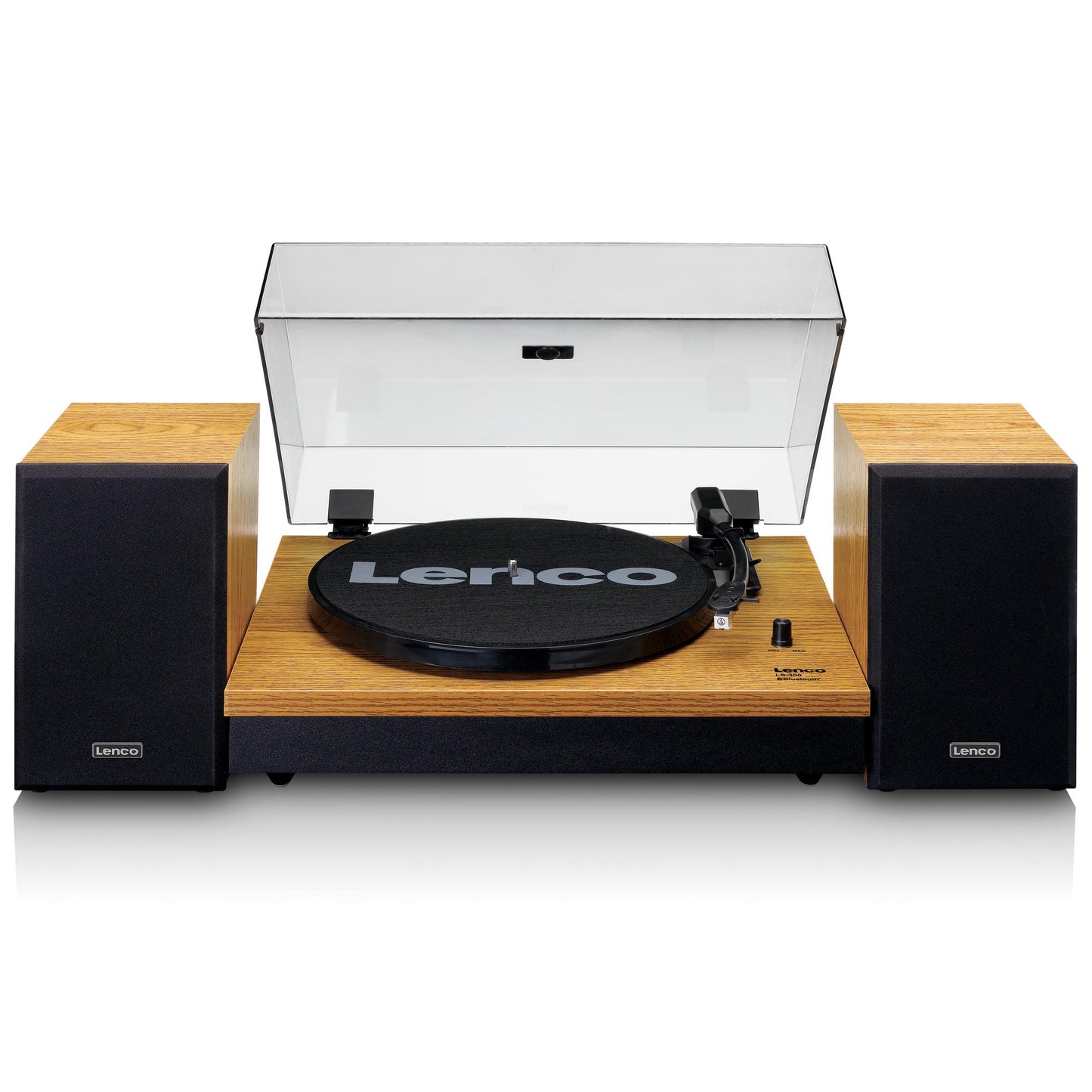 Bluetooth Record Player with Dual Wood Speakers, Auto-Stop