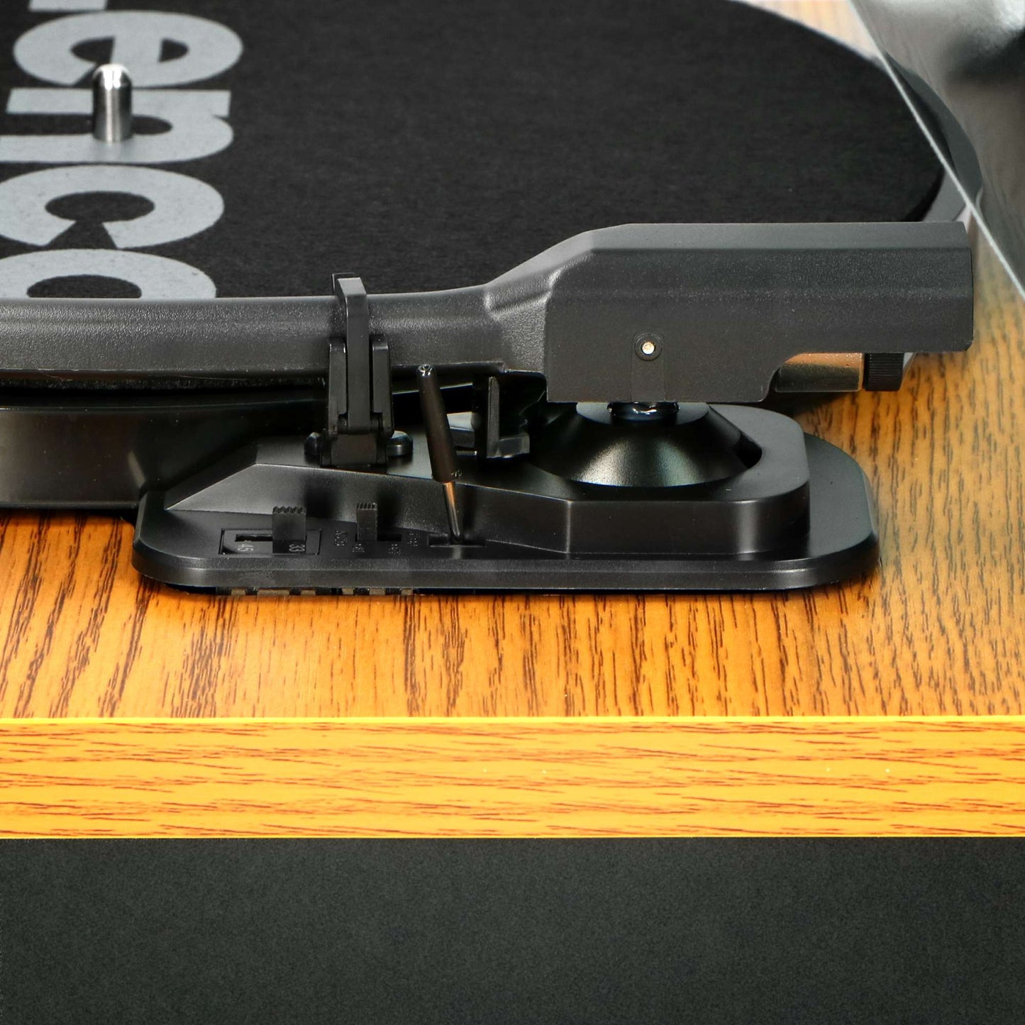 Bluetooth Record Player with Dual Wood Speakers, Auto-Stop