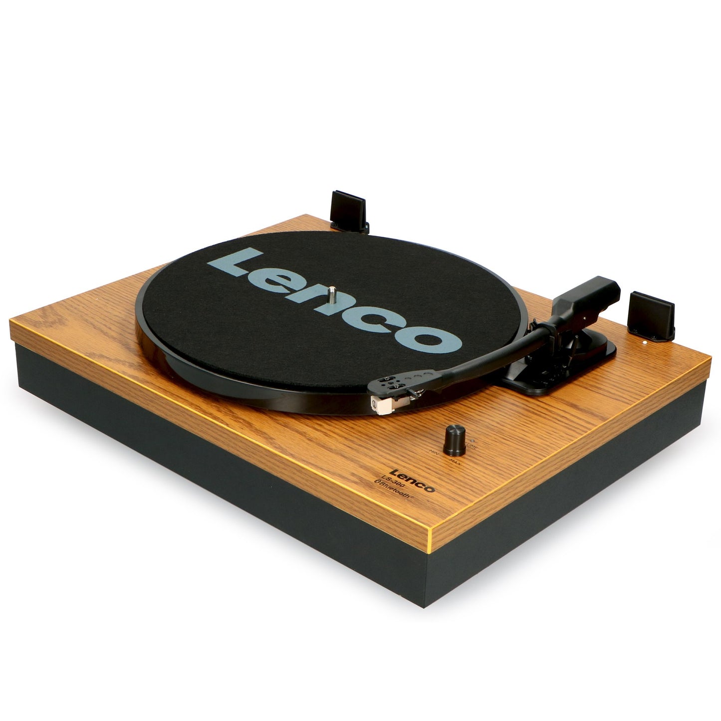 Bluetooth Record Player with Dual Wood Speakers, Auto-Stop