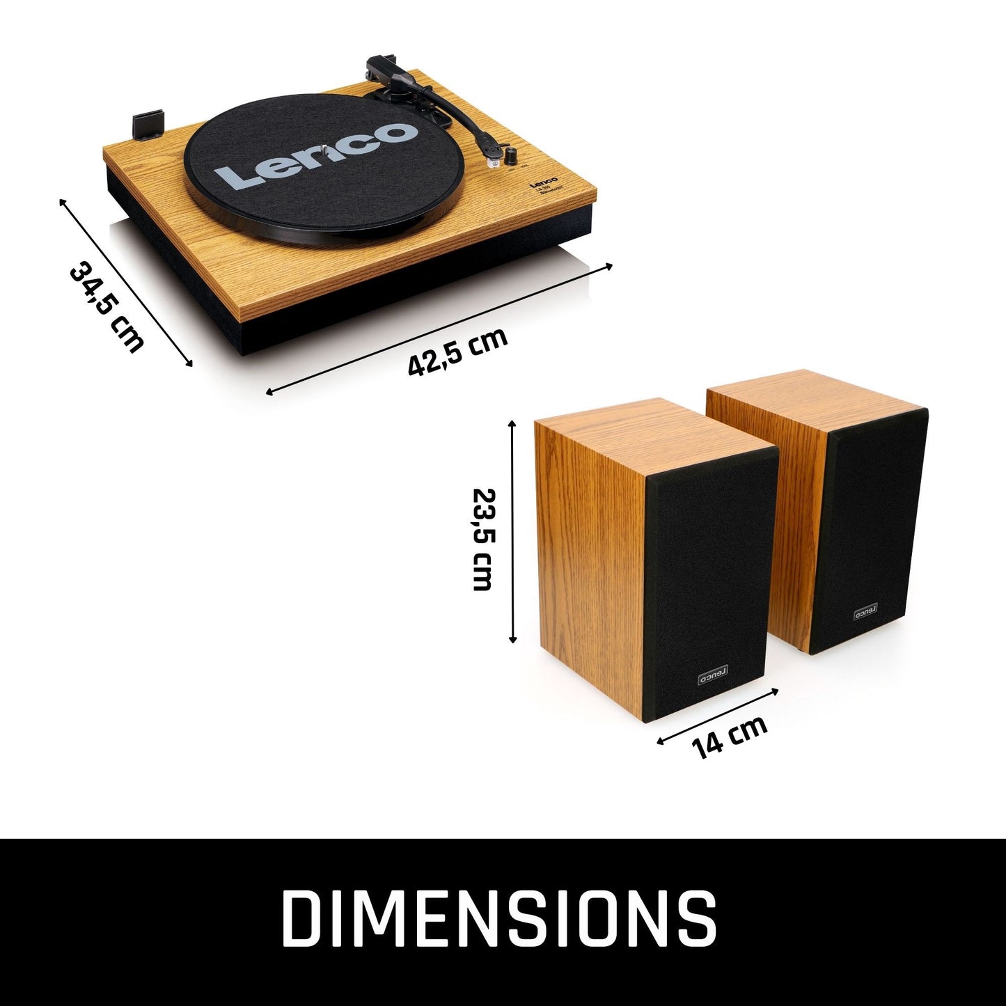 Bluetooth Record Player with Dual Wood Speakers, Auto-Stop