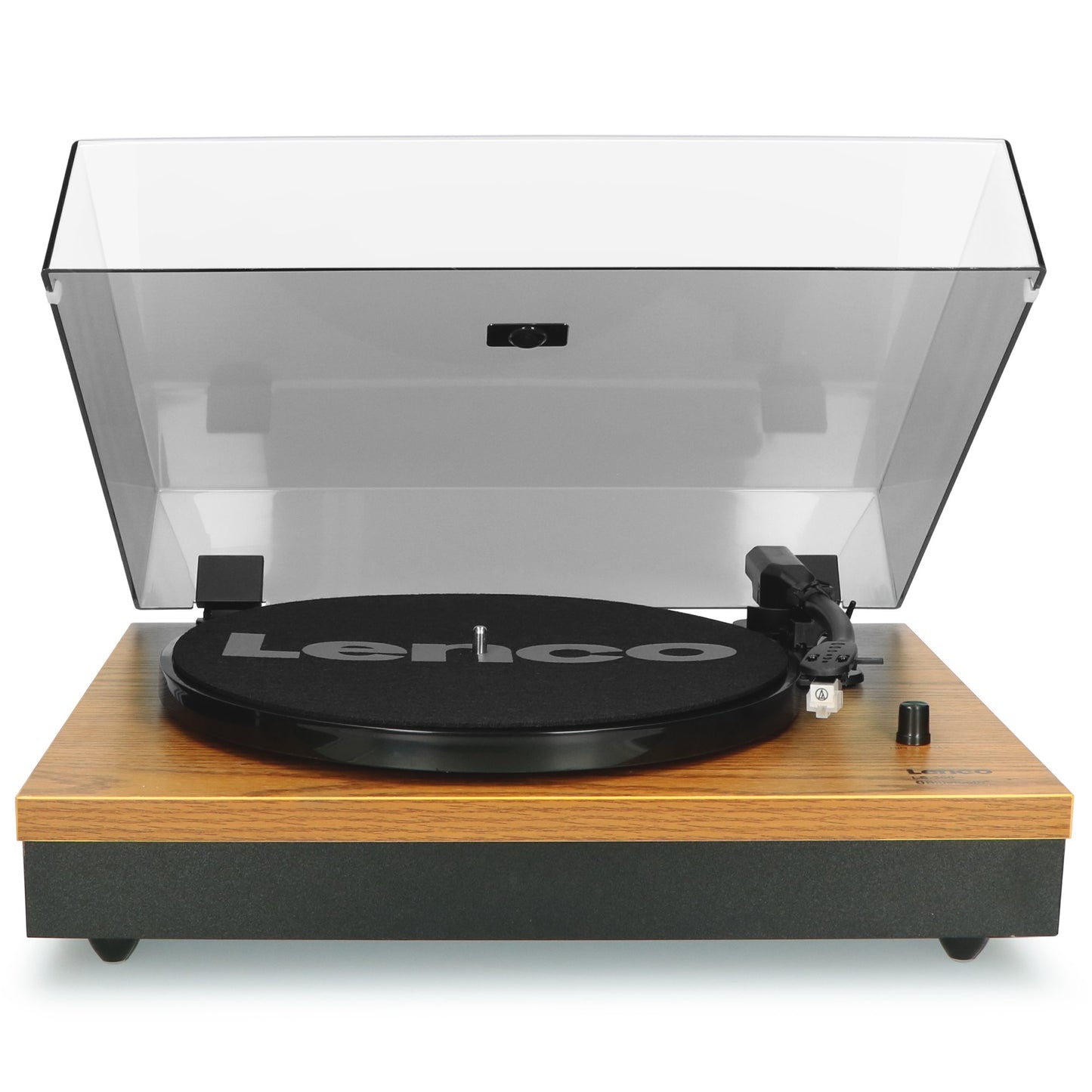 Bluetooth Record Player with Dual Wood Speakers, Auto-Stop