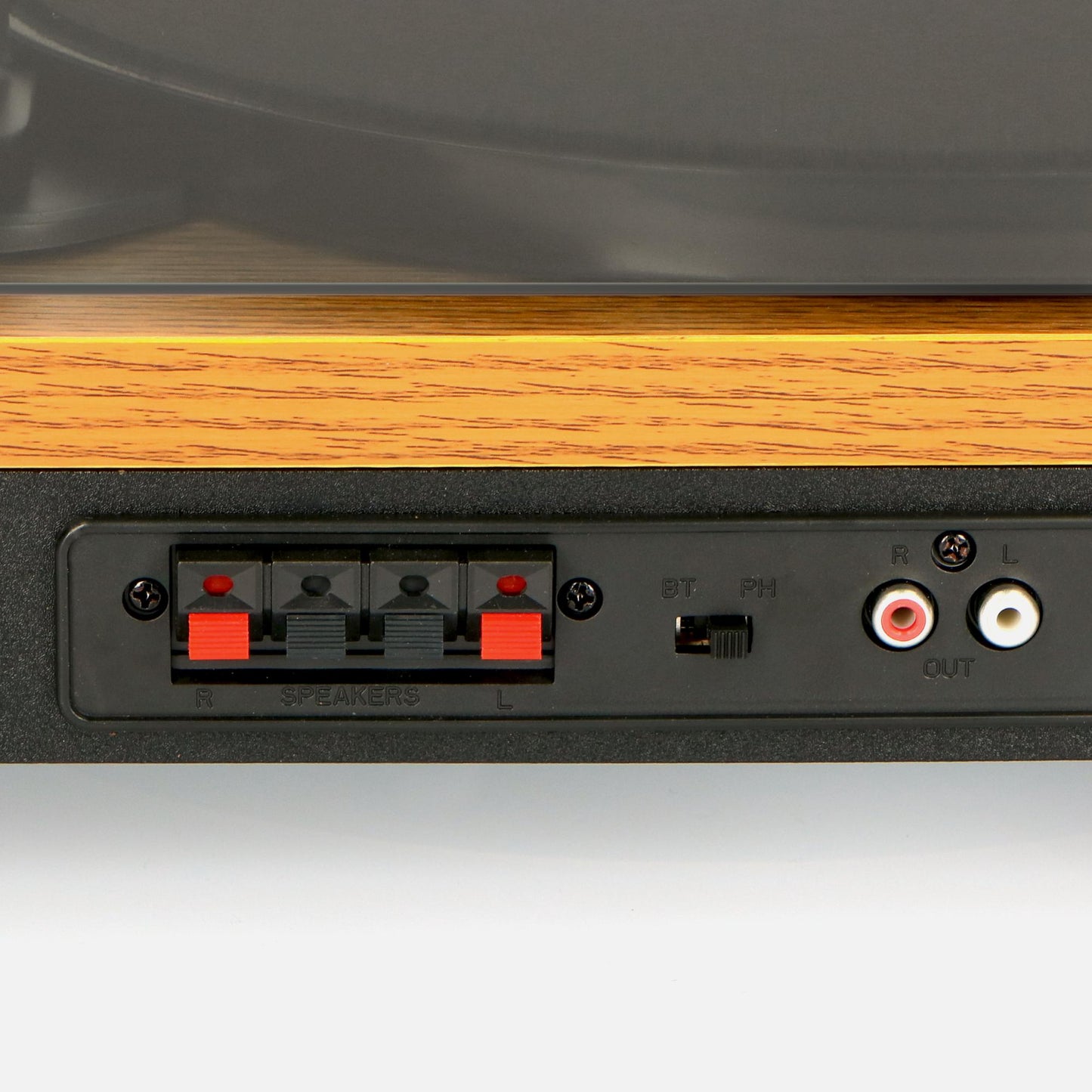 Bluetooth Record Player with Dual Wood Speakers, Auto-Stop