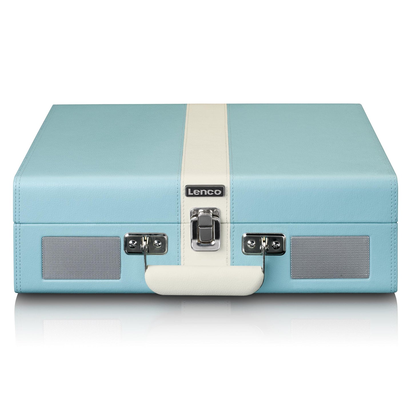 Bluetooth Record Player with Speakers, 3 Speeds, Blue/White