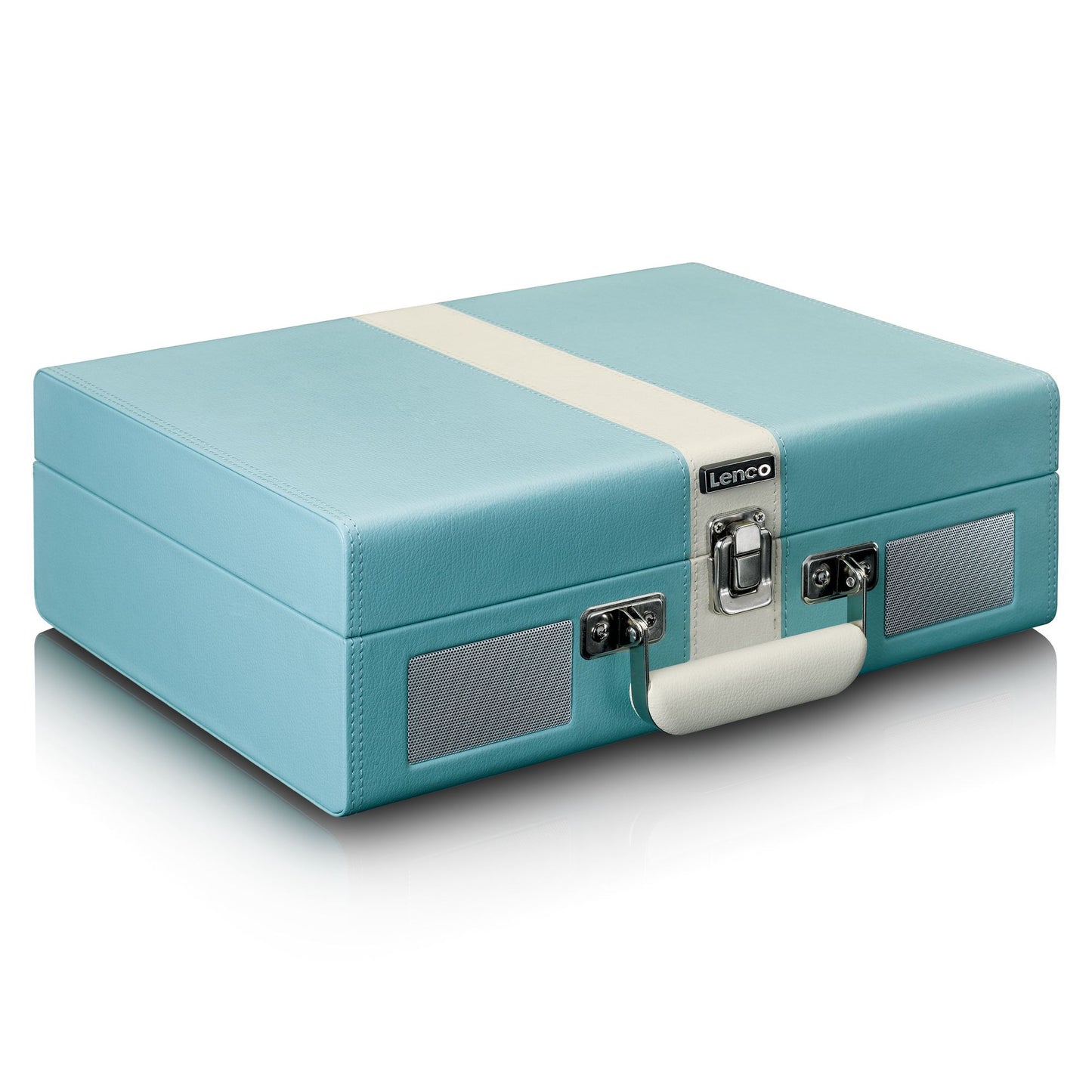 Bluetooth Record Player with Speakers, 3 Speeds, Blue/White