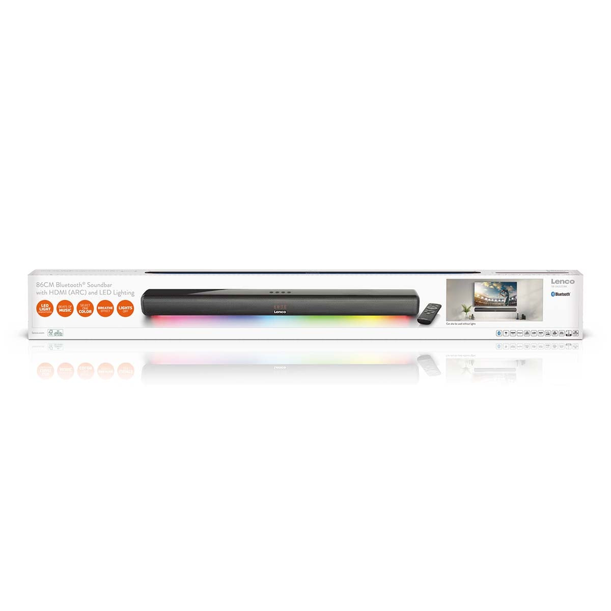 Bluetooth Soundbar 85cm 40W with HDMI and LED Lights