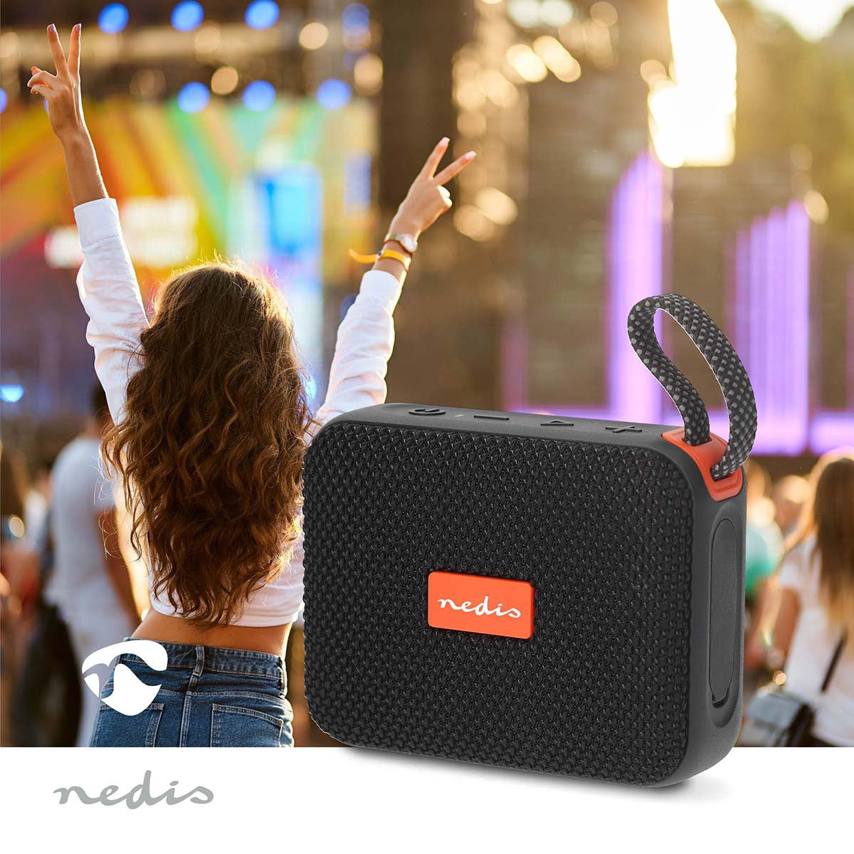 Bluetooth Speaker, 10W, Portable, Waterproof, Black/Orange