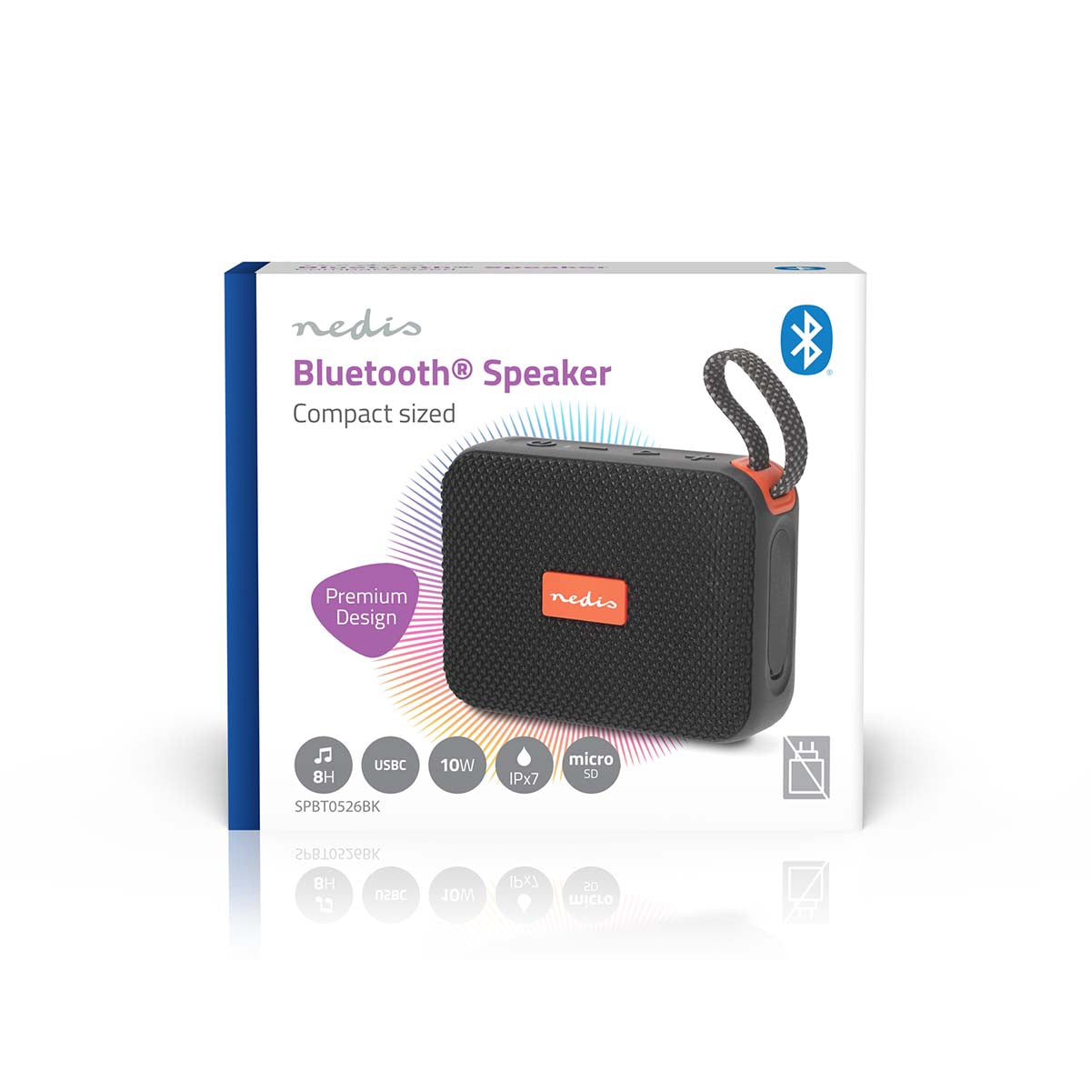 Bluetooth Speaker, 10W, Portable, Waterproof, Black/Orange