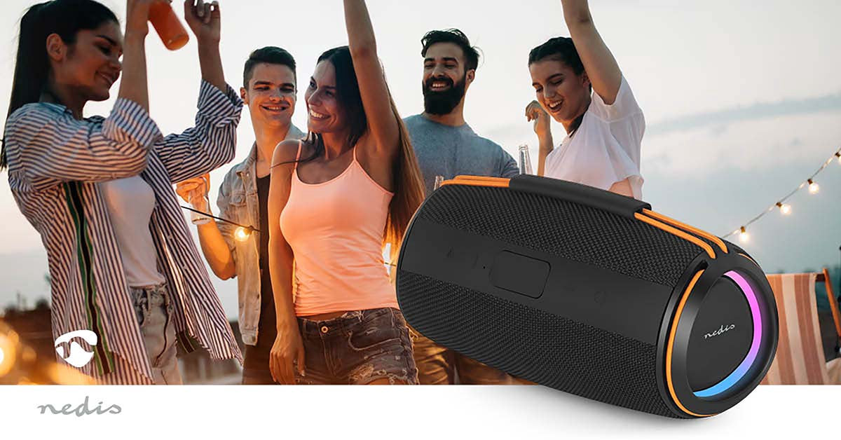 Bluetooth Speaker, 60W, Portable, TWS, Black/Orange