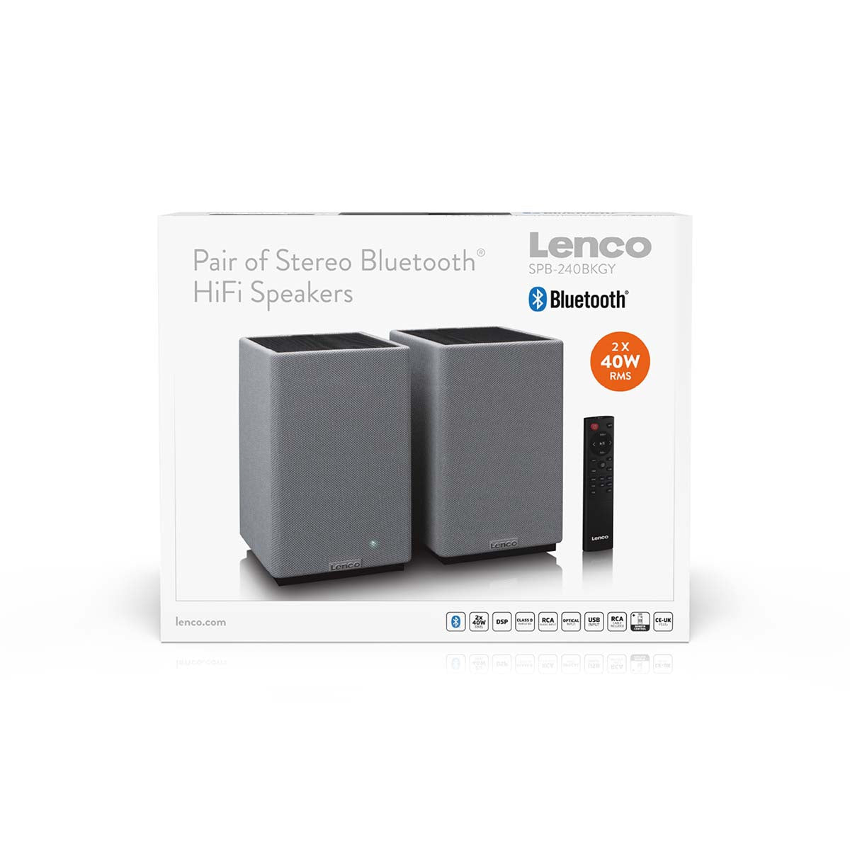 Bluetooth Stereo Bookshelf Speakers, 80W RMS, DSP, RCA/USB