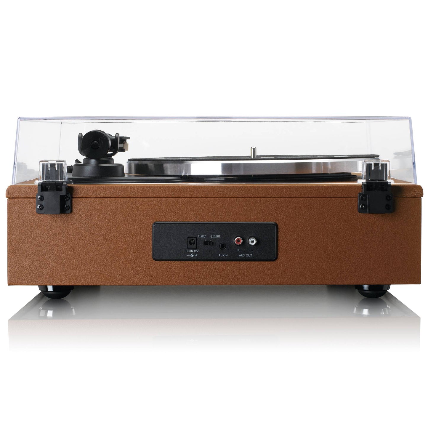 Bluetooth Turntable with Built-In Speakers, Brown, 33/45 RPM