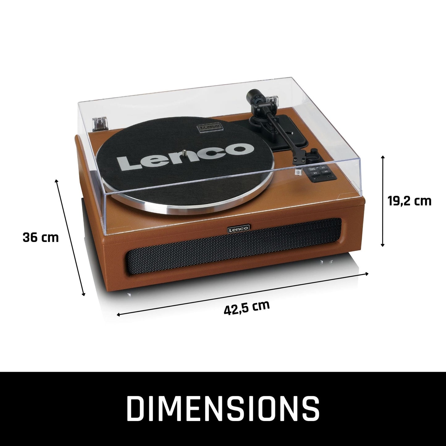 Bluetooth Turntable with Built-In Speakers, Brown, 33/45 RPM