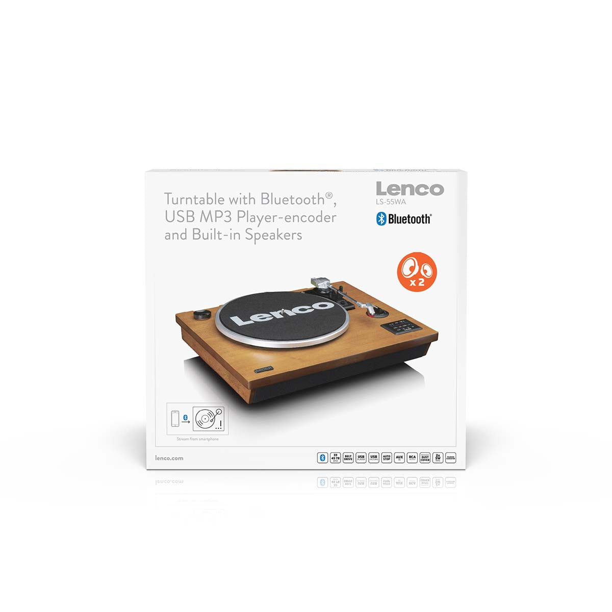 Bluetooth Turntable with USB Encoding, Built-In Speakers