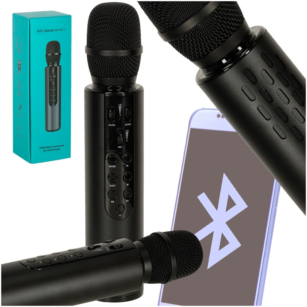 Bluetooth karaoke wireless microphone black