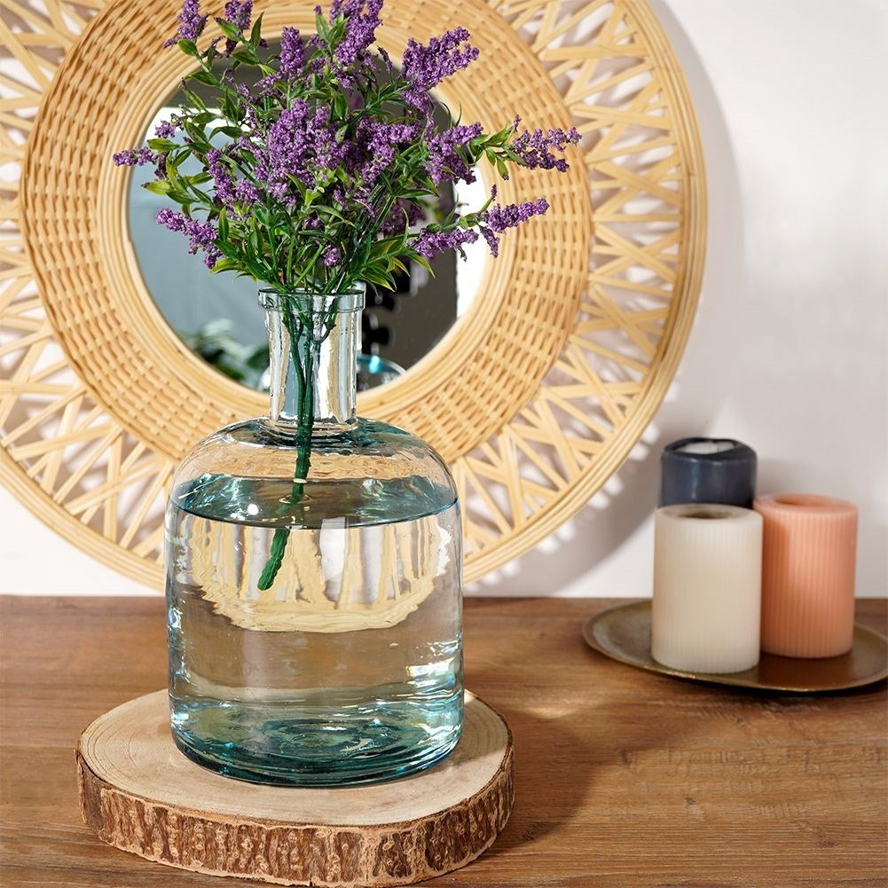Blue vase in recycled glass for fresh and artificial flowers