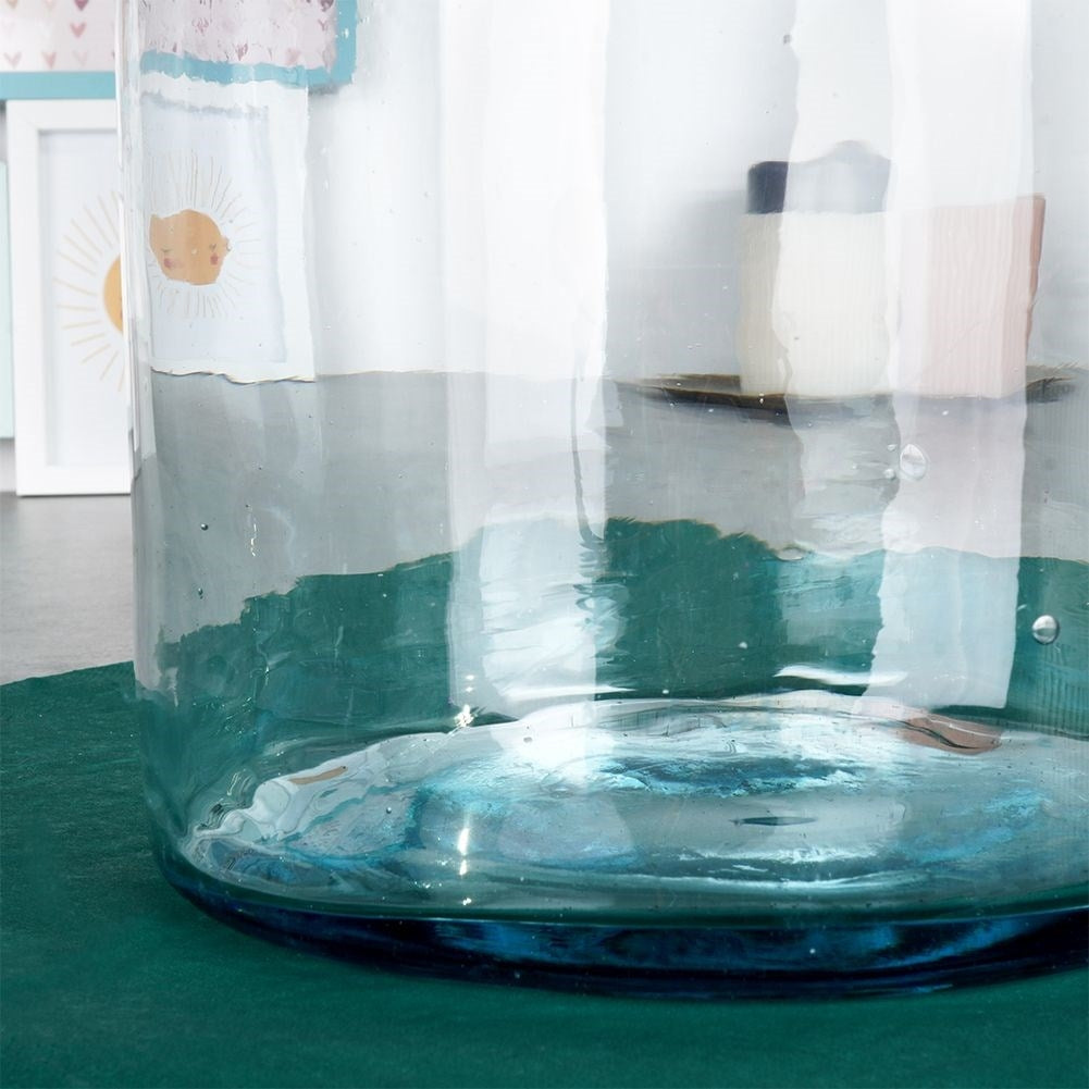 Blue vase in recycled glass for fresh and artificial flowers