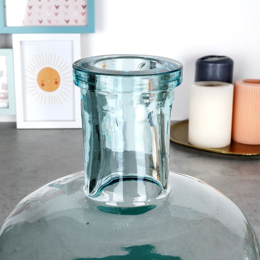 Blue vase in recycled glass for fresh and artificial flowers
