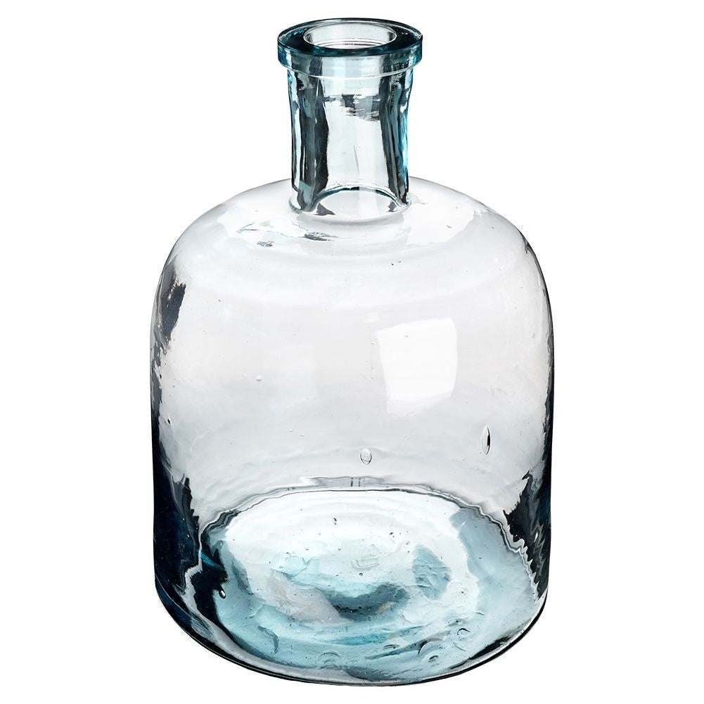 Blue vase in recycled glass for fresh and artificial flowers