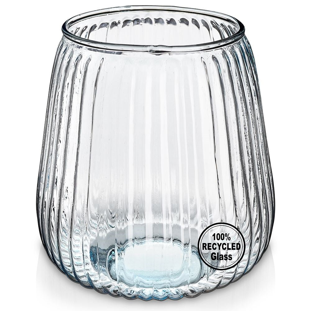 Blue vase in recycled glass for fresh & artificial flowers