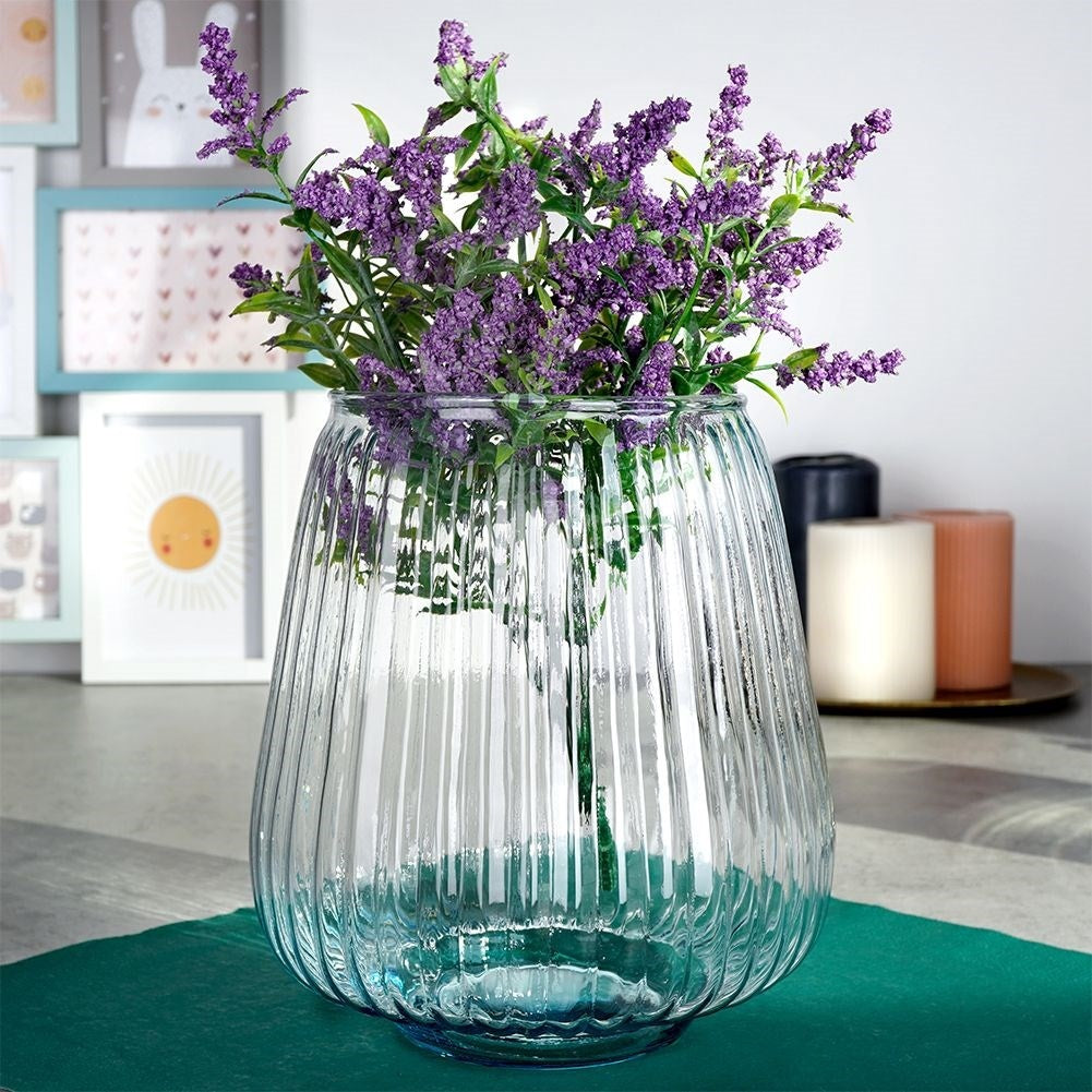 Blue vase in recycled glass for fresh & artificial flowers