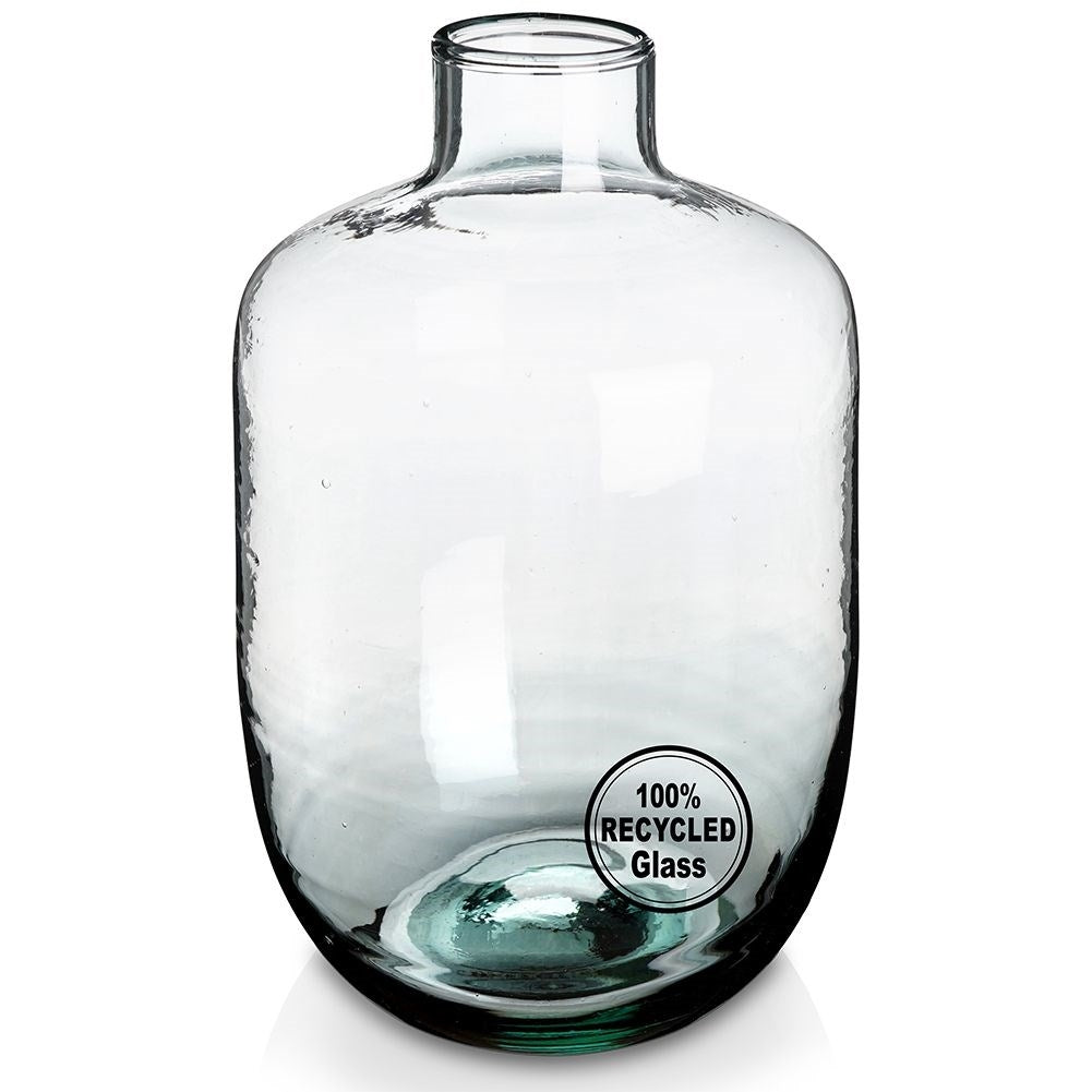 Blue vase in recycled glass - perfect for all flowers