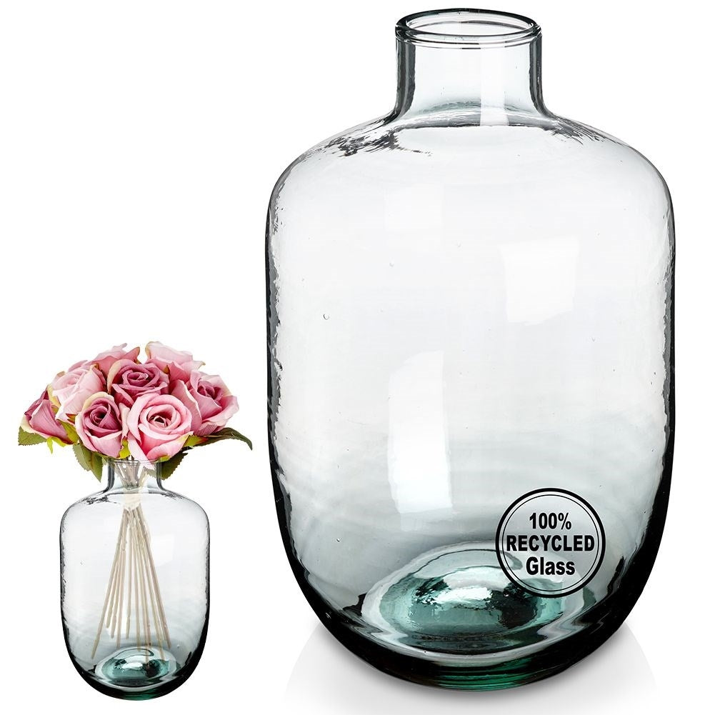 Blue vase in recycled glass - perfect for all flowers