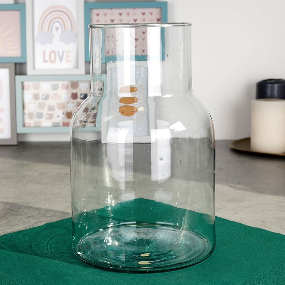 Blue vase made of recycled glass for live and artificial flowers