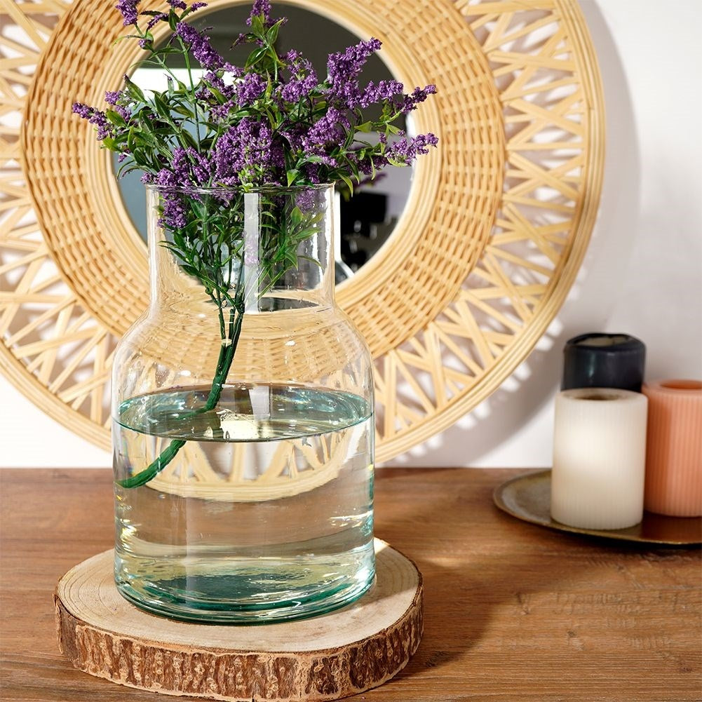 Blue vase made of recycled glass for live and artificial flowers