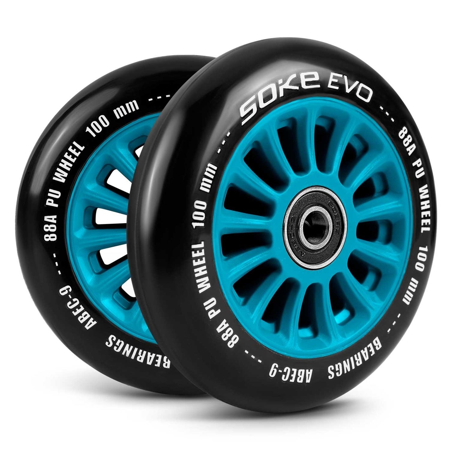 Blue wheels for scooter 100 mm, 2-pack
