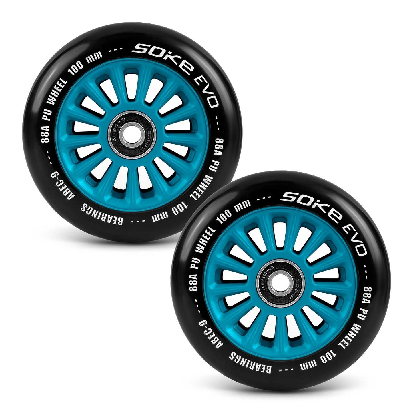Blue wheels for scooter 100 mm, 2-pack