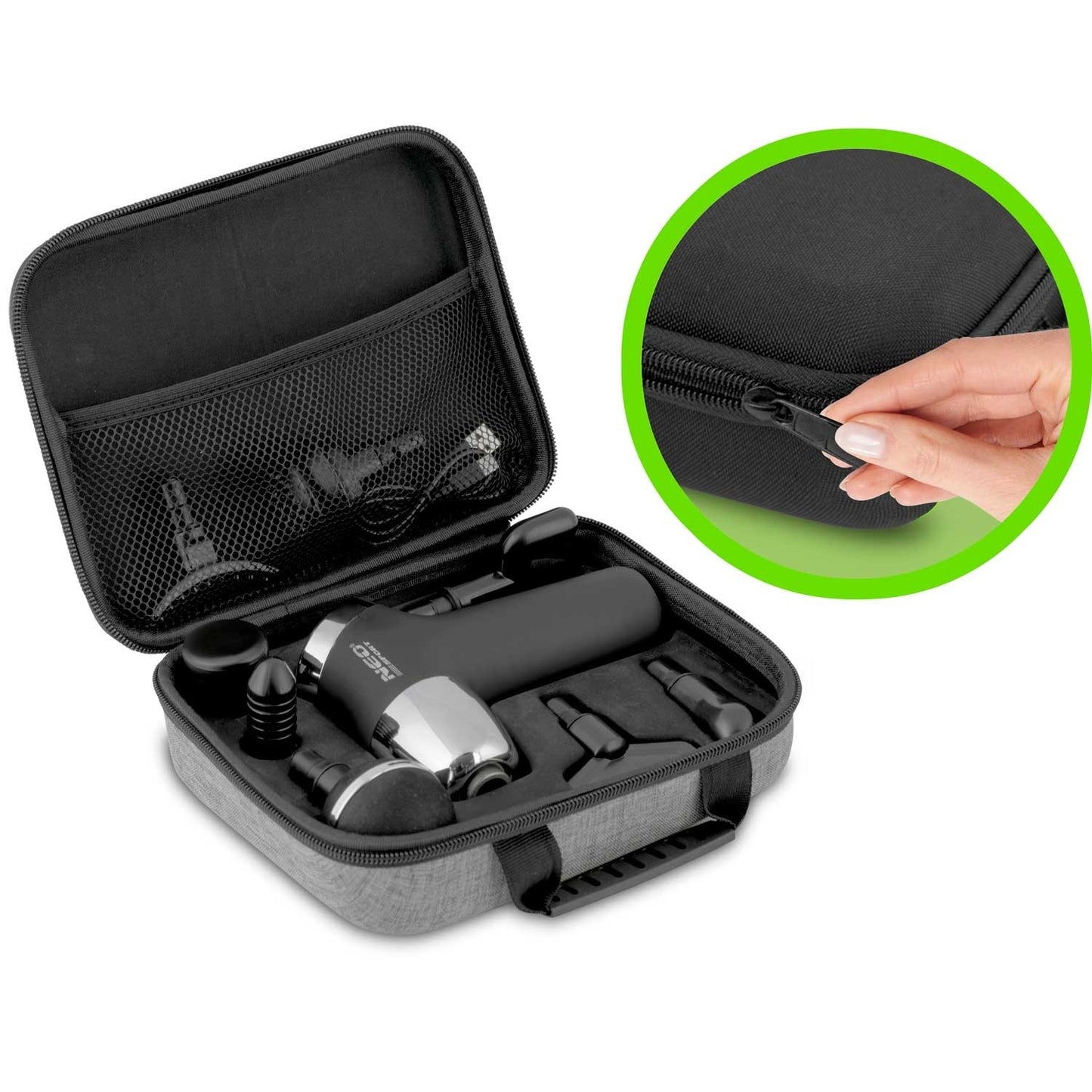 Body massager with 8 accessories NS-500 Neo-sport black