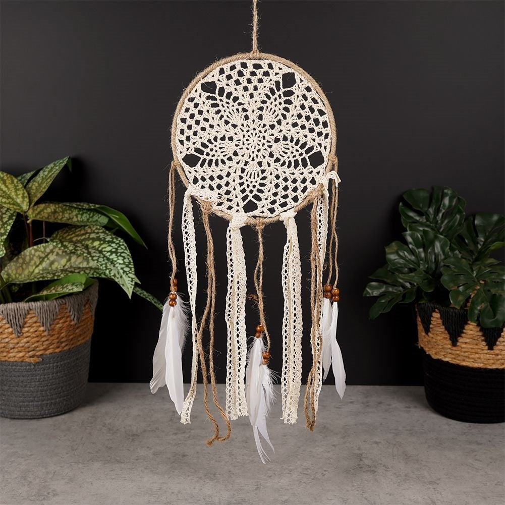 Bohemian Dream Catcher with Feathers and Pearls