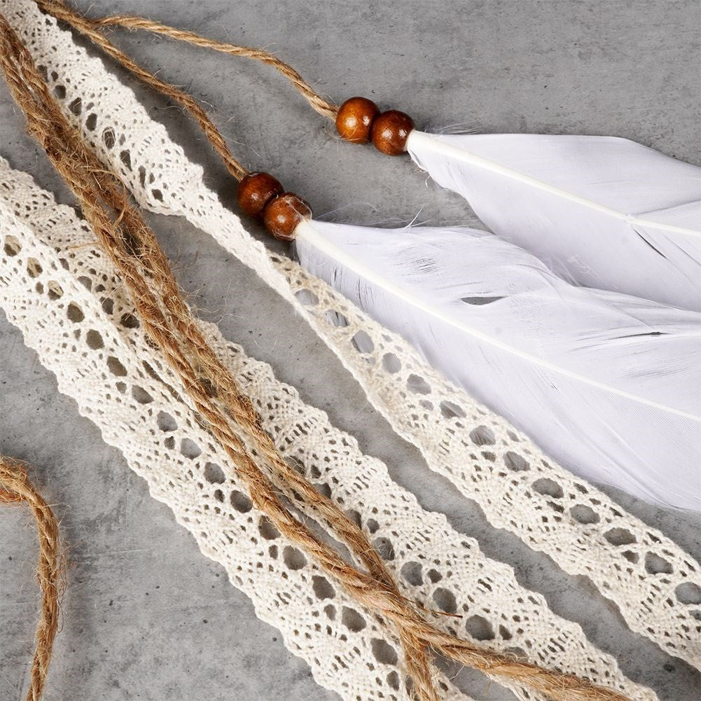 Bohemian Dream Catcher with Feathers and Pearls