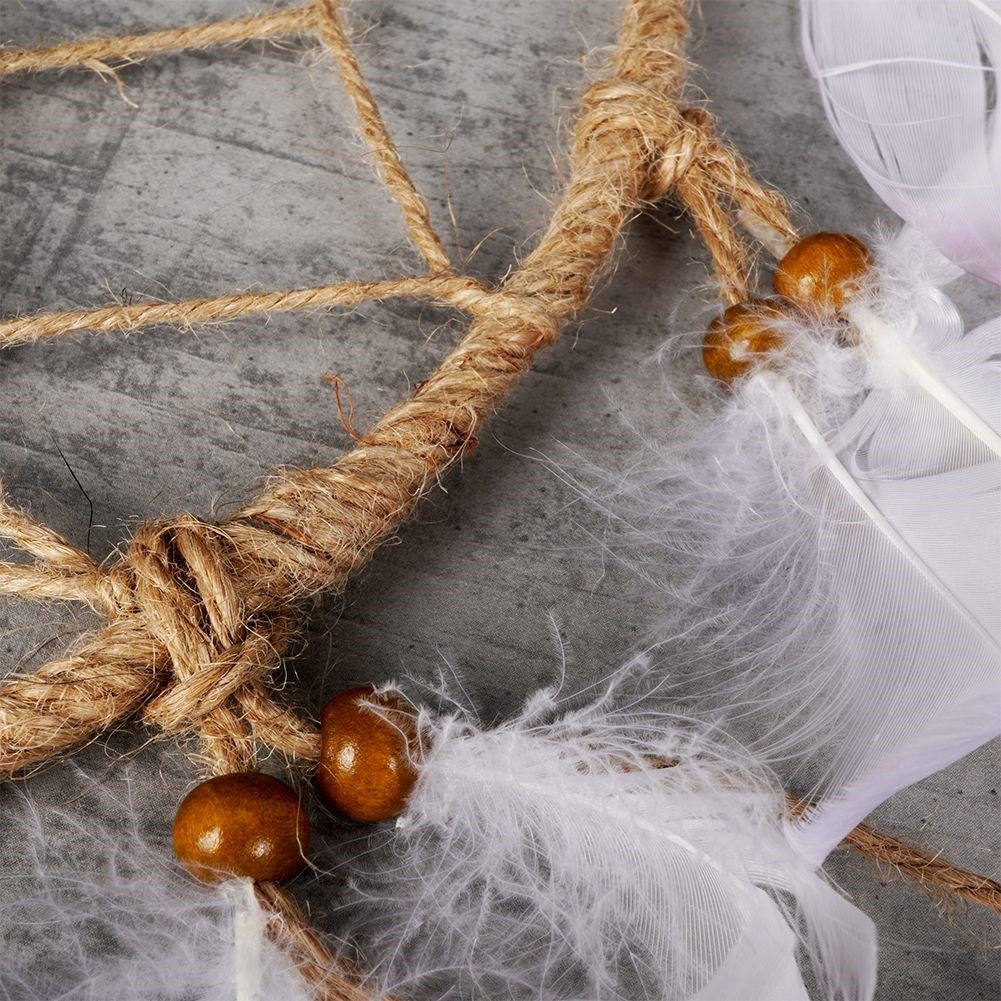 Boho Dream Catcher: Burlap, Feathers & Beads Wall Decoration