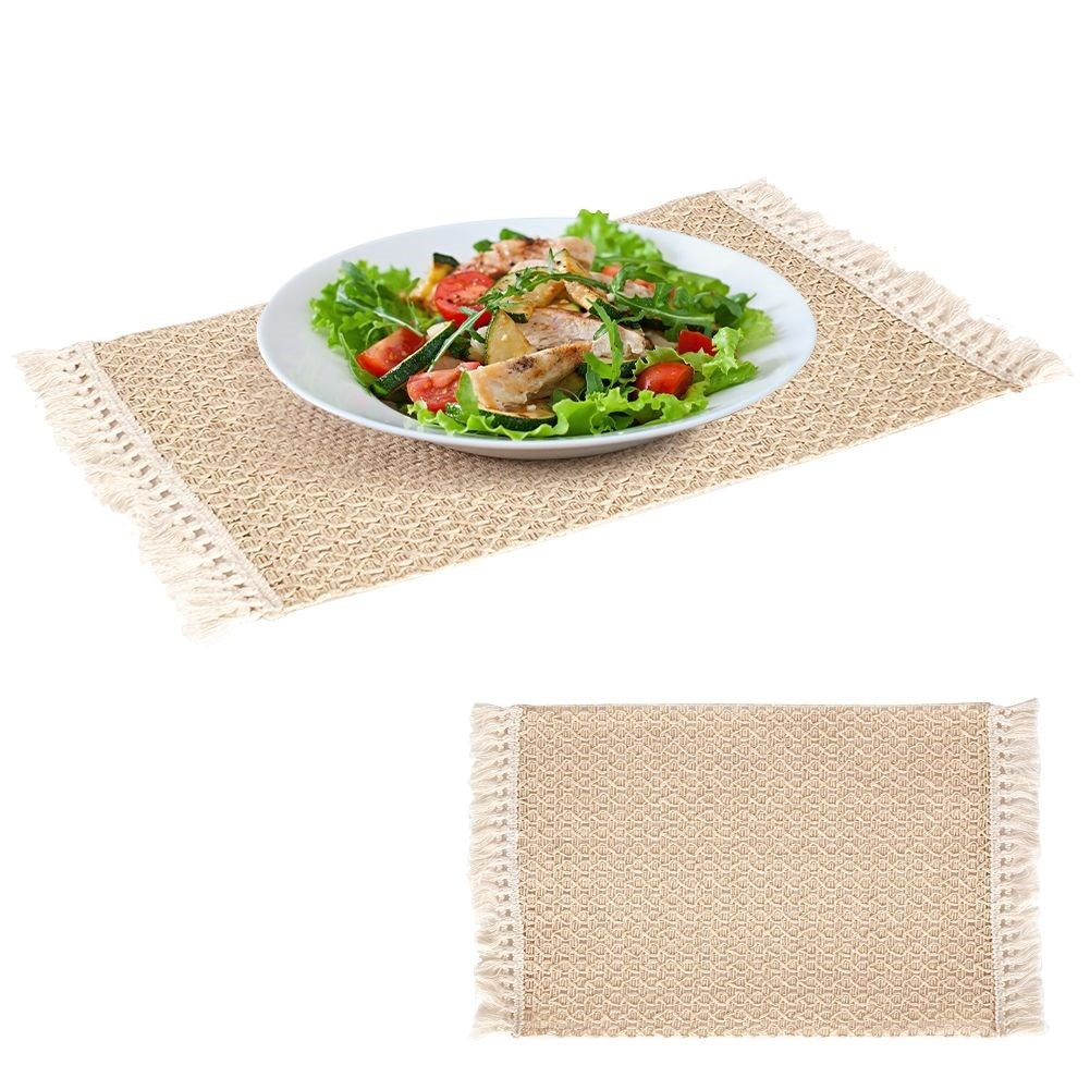 Boho Placemat with Fringes in Paper and Cotton