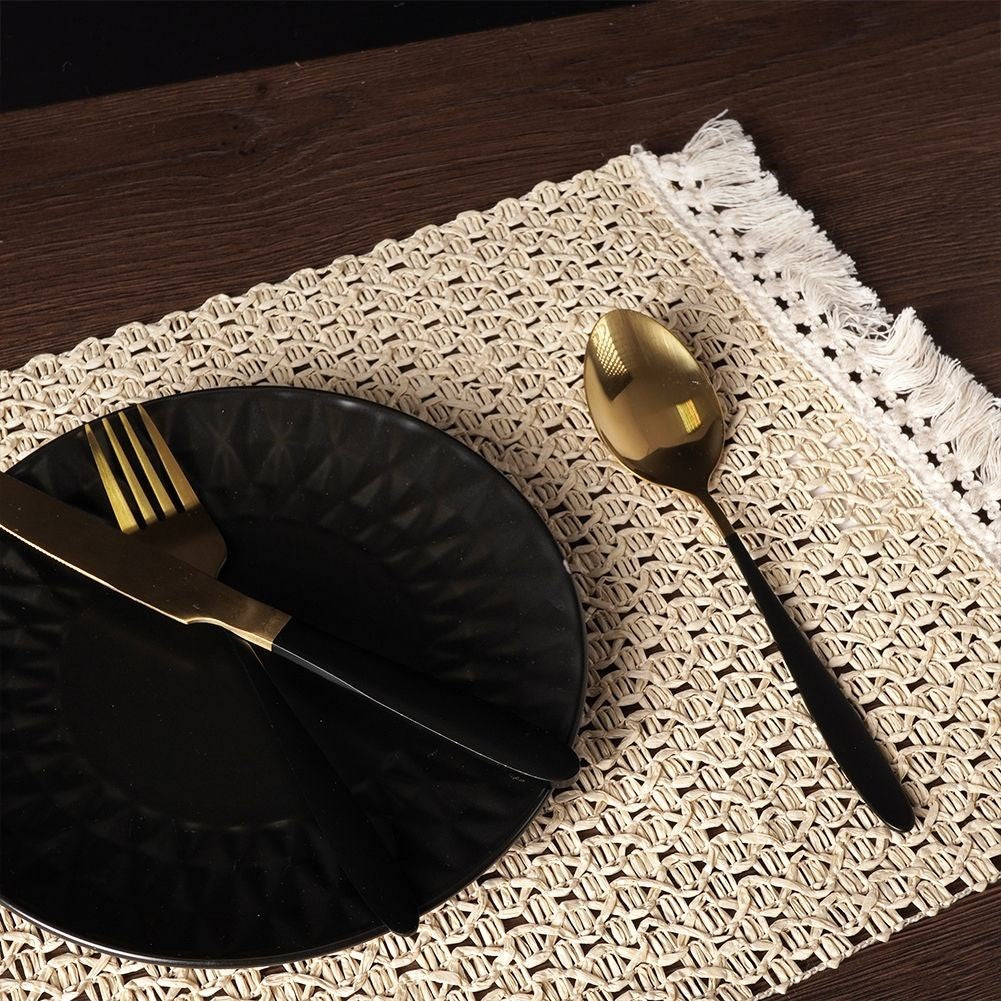 Boho Placemat with Fringes in Paper and Cotton